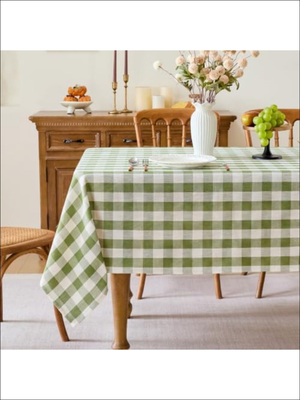 Gingham Tablecloth 60x90 Rectangle Cotton Linen Farmhouse Dining